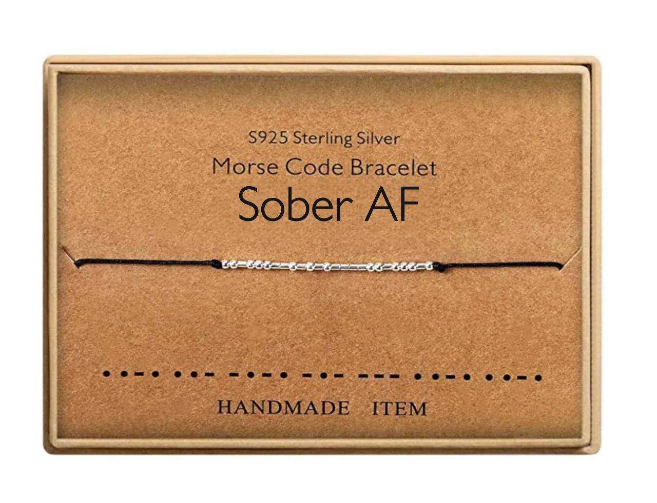 Sober AF Morse Code Bracelet, Personalized Recovery Gift, One Day At A Time, Inspirational Jewelry, Sobriety gift for Him/Her
