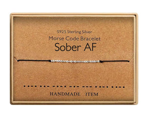Sober AF Morse Code Bracelet, Personalized Recovery Gift, One Day At A Time, Inspirational Jewelry, Sobriety gift for Him/Her