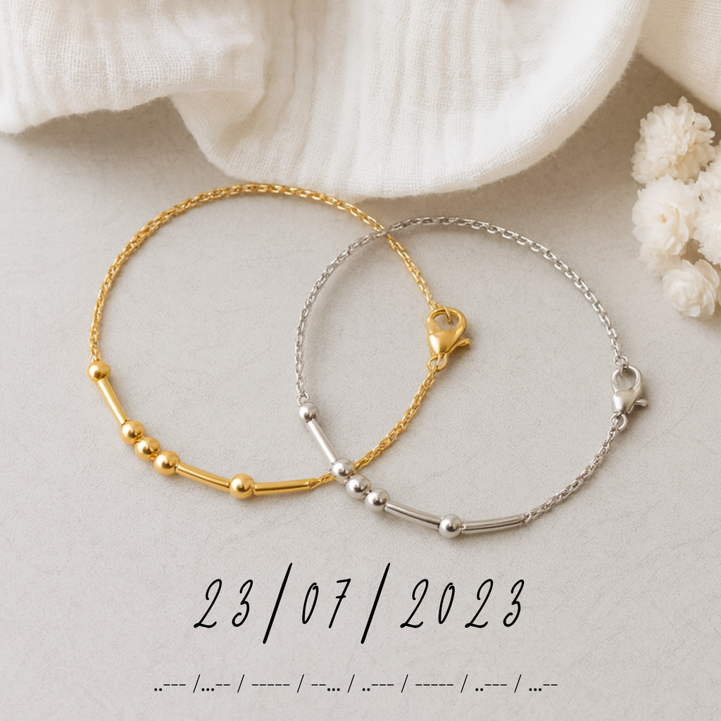 Custom Date Morse Code Bracelet